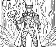 Coloriage Thor sous la pluie