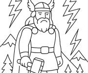 Coloriage Thor triste dieu de la foudre