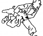 Coloriage Milou et Tintin s'enfuient