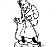 Coloriage Professeur Tournesol et ses inventions