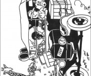 Coloriage Tintin d&eacute;couvre La Jungle