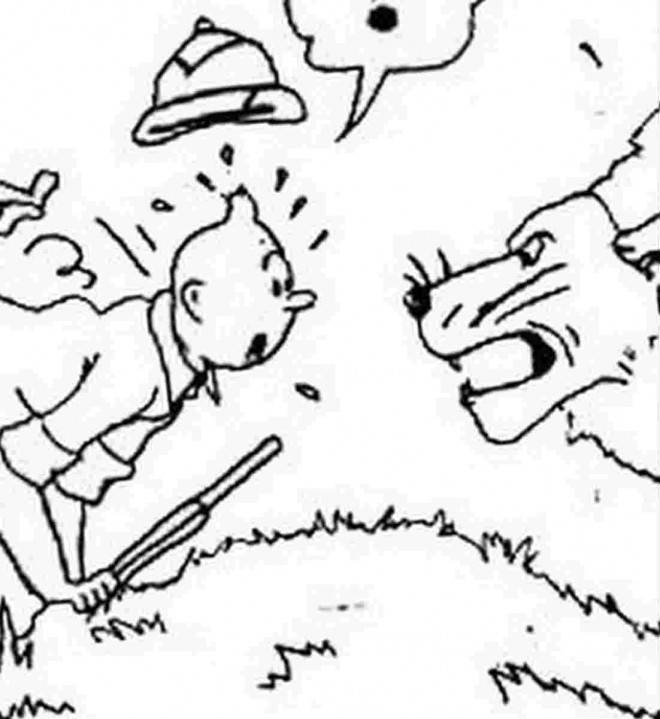 Coloriage et dessins gratuits Tintin effrayé à imprimer