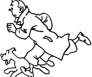 Coloriage et dessins gratuit Tintin en courant à imprimer