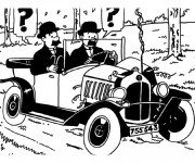 Coloriage Tintin en noir et blanc
