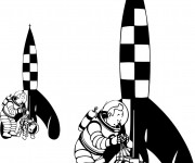 Coloriage Tintin et La Mission de La Lune
