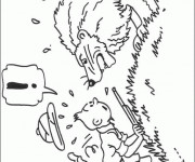 Coloriage Tintin et Le Lion