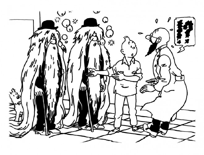 Coloriage et dessins gratuits Tintin et Le Professeur Bergamotte à imprimer
