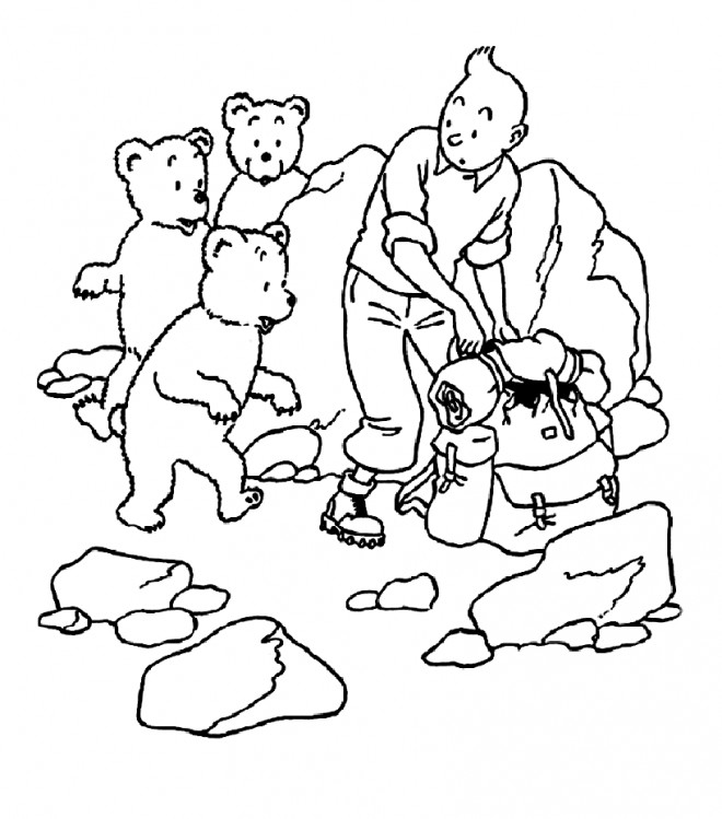 Coloriage et dessins gratuits Tintin sur La Montagne à imprimer
