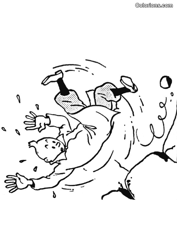 Coloriage et dessins gratuits Tintin tombe de La Falaise à imprimer
