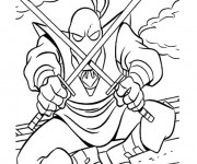 Coloriage Combatant Ninja tout fort