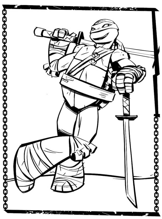 Coloriage et dessins gratuits Donatello avec son épée à imprimer