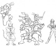 Coloriage Les Personnages de Tortues Ninja dessin animé