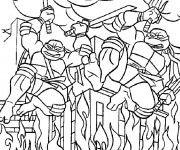 Coloriage Les Tortues Ninja en combat