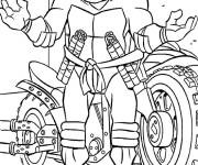 Coloriage Michelangelo avec sa moto