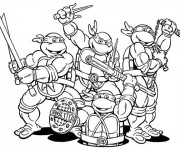 Coloriage Portrait de Quatres Tortues Ninja