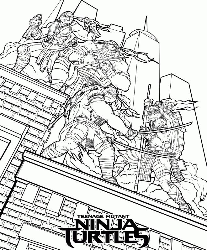 Coloriage et dessins gratuits Tortue Ninja affiche film  à imprimer