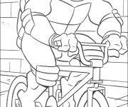 Coloriage Tortue Ninja conduit La Bicyclette