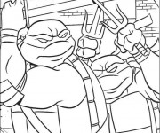 Coloriage Tortue Ninja Donatello et Raphael