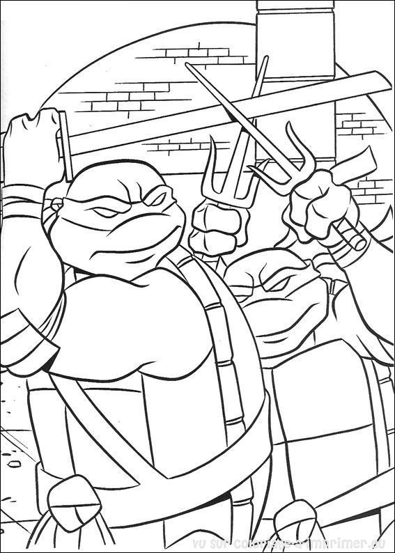 Coloriage Tortue Ninja Donatello et Raphael dessin gratuit à imprimer