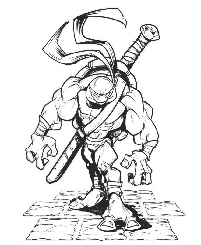 Coloriage Tortue Ninja Donatello musclé dessin gratuit à imprimer