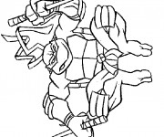 Coloriage Tortue Ninja en action