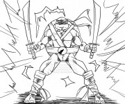 Coloriage Tortue Ninja en noir et blanc