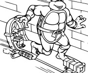 Coloriage Tortue Ninja et La skateboard rapide