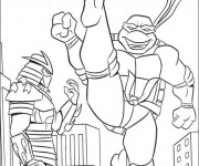 Coloriage Tortue Ninja face &agrave; Shredder