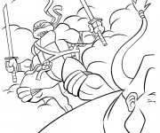 Coloriage Tortue Ninja Leonardo en action