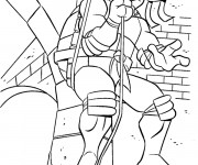 Coloriage Tortue Ninja Michelangelo en mission