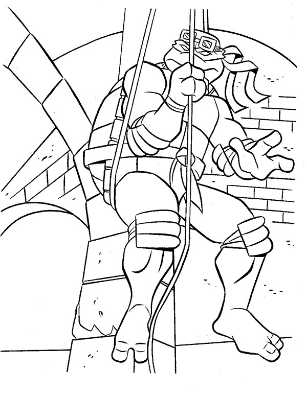 Coloriage et dessins gratuits Tortue Ninja Michelangelo en mission à imprimer