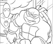 Coloriage Tortue Ninja Michelangelo &eacute;nerv&eacute;