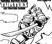 Coloriage Tortue Ninja portant son Épée