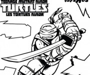 Coloriage Tortue Ninja portant son &Eacute;p&eacute;e
