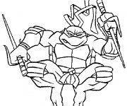 Coloriage Tortue Ninja pr&egrave;s pour Le Combat