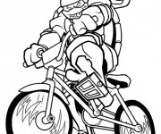 Coloriage Tortue Ninja sur sa Bicyclette