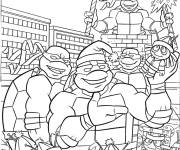 Coloriage Tortues Ninja avec des cadeaux de Noël