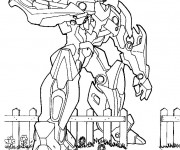 Coloriage Transformers Bumblebee au Jardin