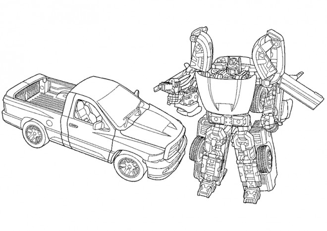 Coloriage Transformers Bumblebee voiture dessin gratuit à imprimer