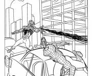 Coloriage Bataille de Venom et Spiderman dans la ville