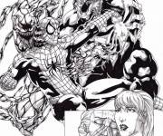 Coloriage Combat de Spiderman contre Venom