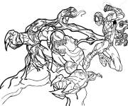 Coloriage et dessins gratuit Le combat mortel de Venom contre Spiderman à imprimer