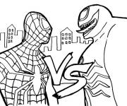 Coloriage Le d&eacute;fi de Venom contre Spiderman