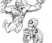 Coloriage Le pauvre Spiderman re&ccedil;oit un attaque de Venom