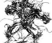 Coloriage Mod&egrave;le de Venom en noir et blanc