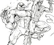 Coloriage Spiderman contre Venom style anim&eacute;