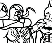 Coloriage Spiderman et Batman contre Venom