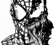 Coloriage T&ecirc;te de Venom qui se transforme en Spiderman