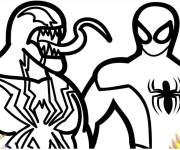 Coloriage Venom et Spiderman avec des crayons de couleurs