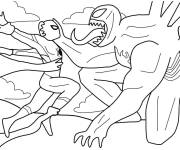 Coloriage Venom et Spiderman combat sur ordinateur